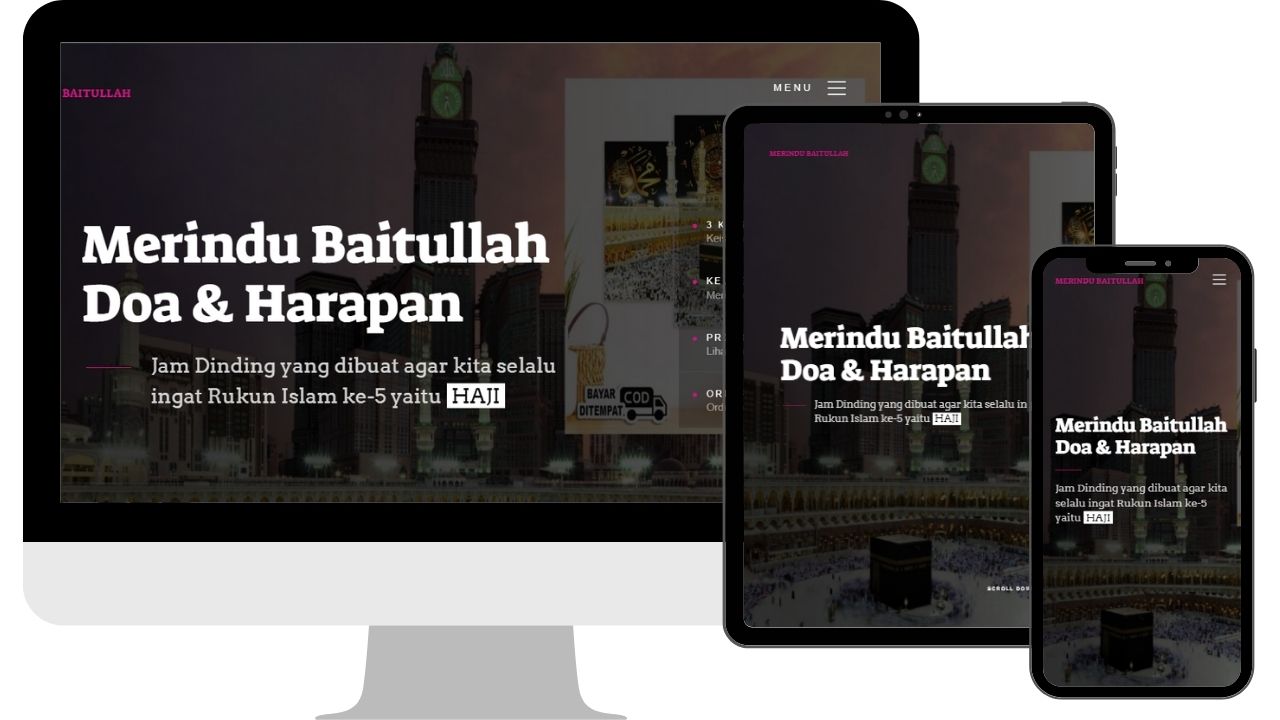 contoh website landing page produk aksesoris jam dinding