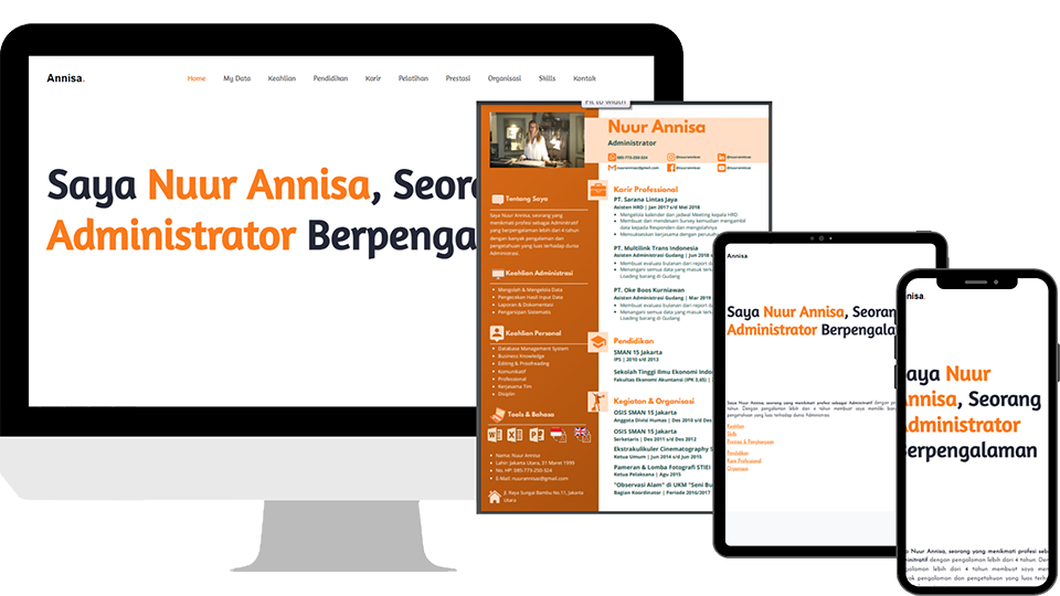 contoh website portofolio admin